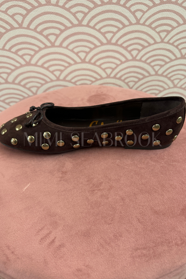 Allie stud ballet flats, chocolate suede by Sam Edelman