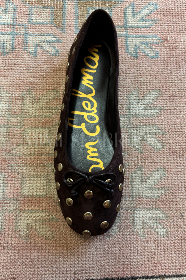 Allie stud ballet flats, chocolate suede by Sam Edelman