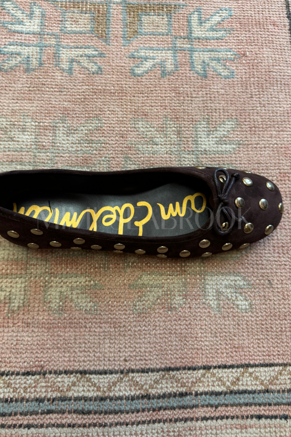 Allie stud ballet flats, chocolate suede by Sam Edelman