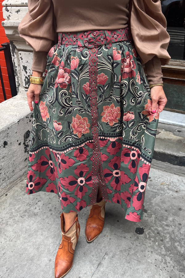 Green skirt with buttons online