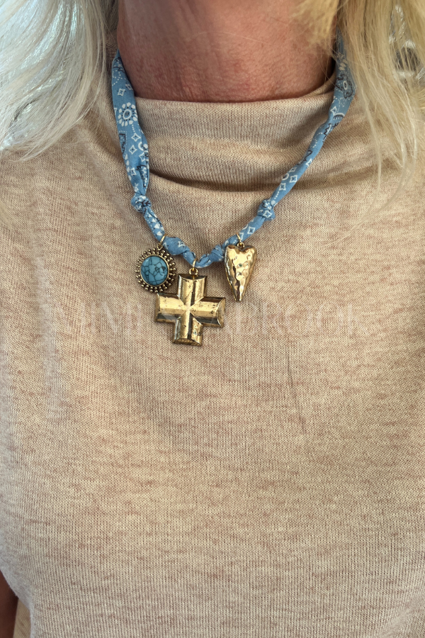 Bayside scarf necklace, blue