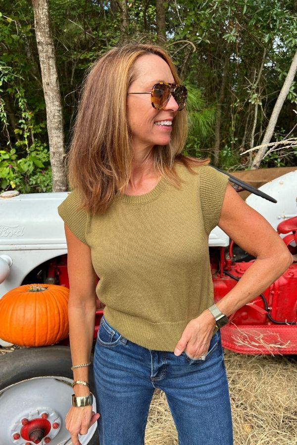 Brynn top, golden olive