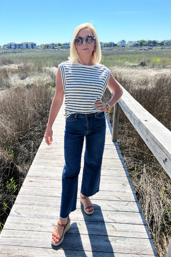 Carli slim wide leg jeans, dark denim