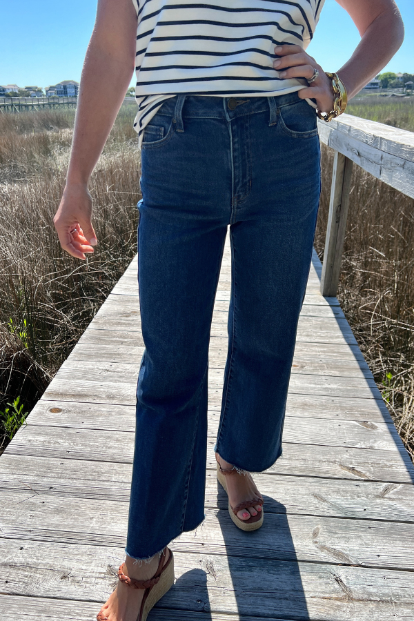 Carli slim wide leg jeans, dark denim