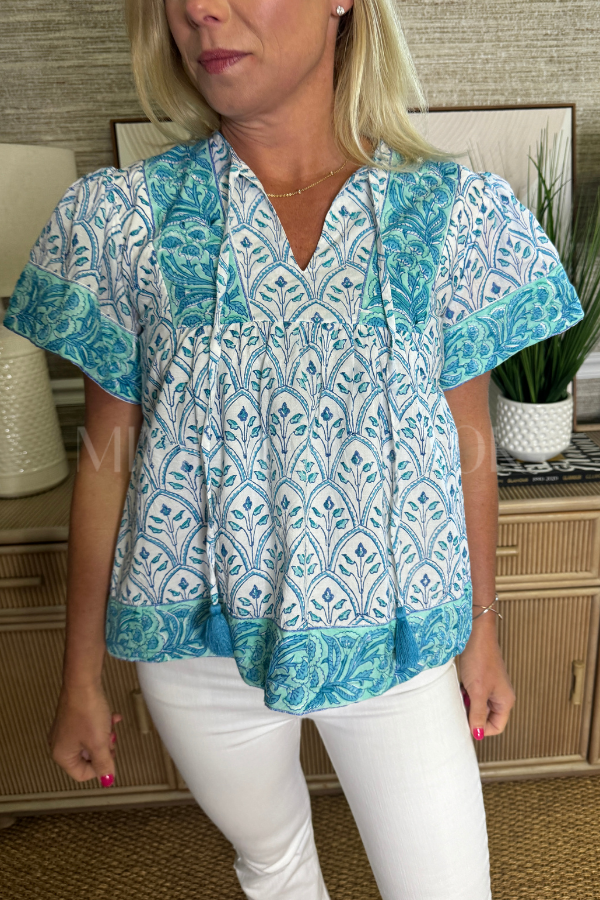 Catalina Blouse, Blue Glass by Victoria Dunn