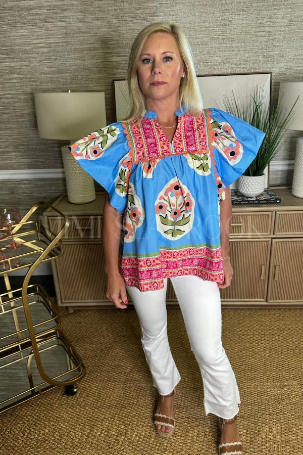 Chipley top, blue