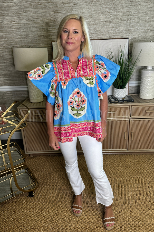 Chipley top, blue