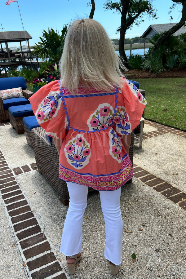 Chipley top, coral