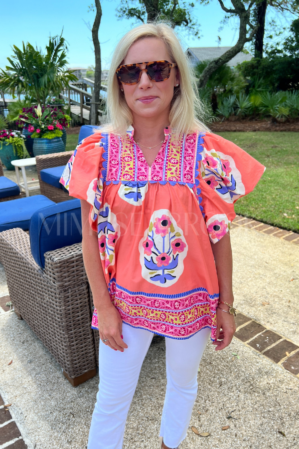 Chipley top, coral