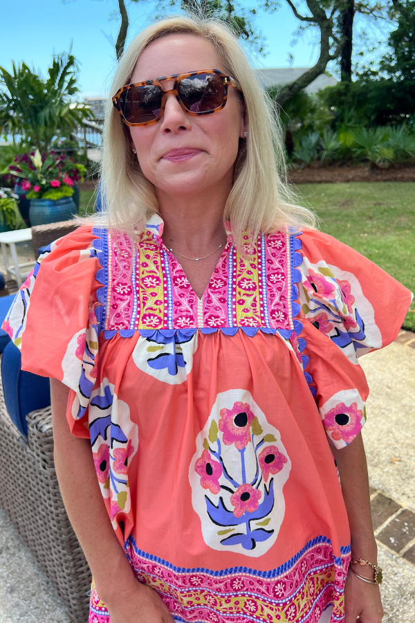 Chipley top, coral