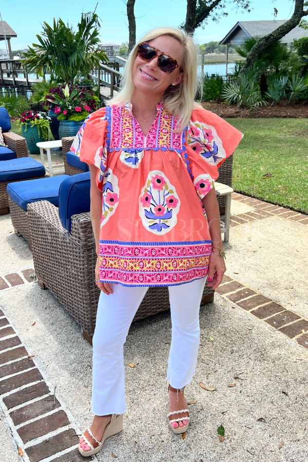 Chipley top, coral