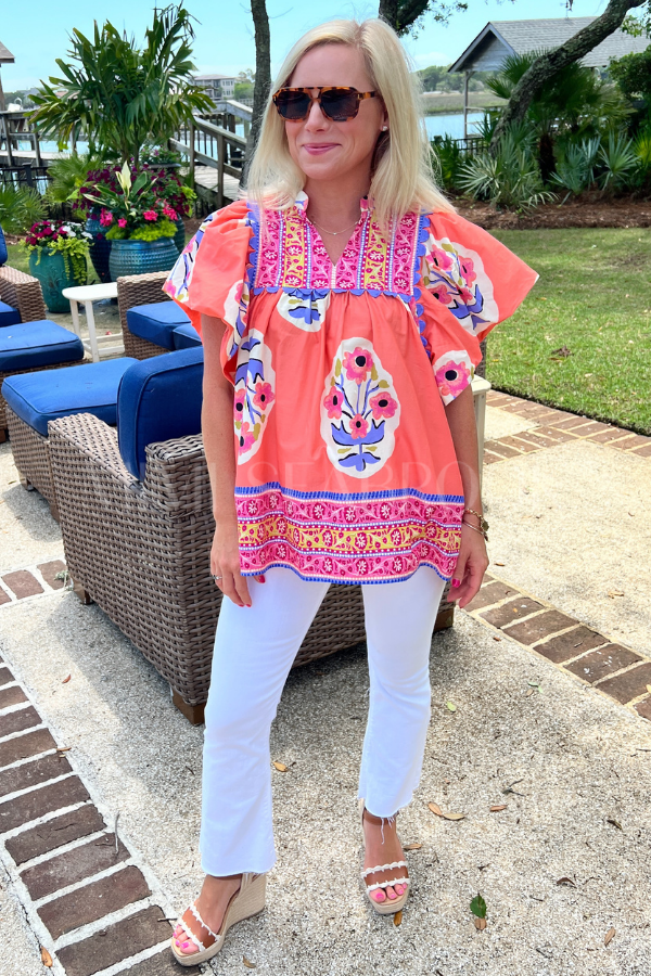 Chipley top, coral