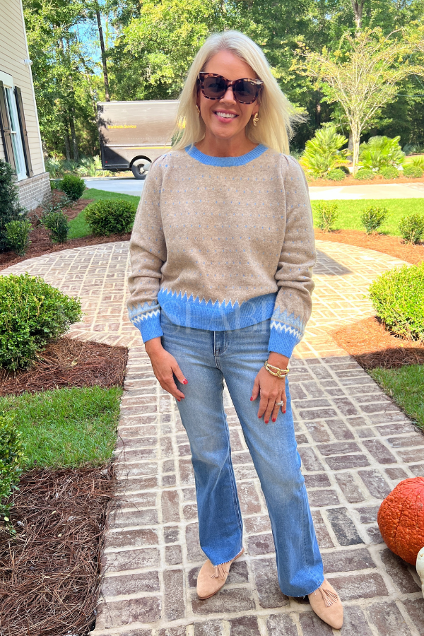 Cornell sweater, taupe blue