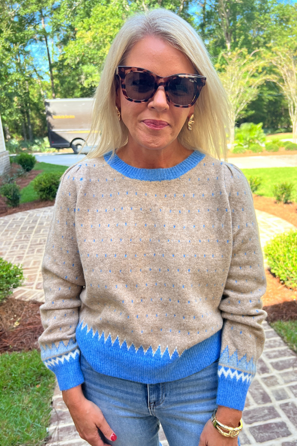 Cornell sweater, taupe blue