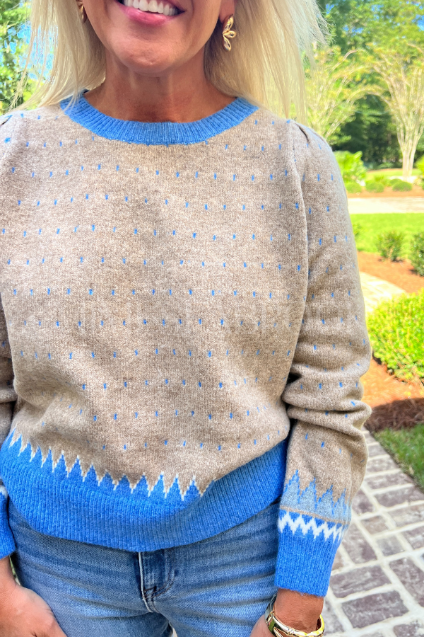Cornell sweater, taupe blue