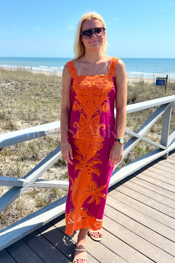 Cutwork Sleeveless Midi Dress by Farm Rio