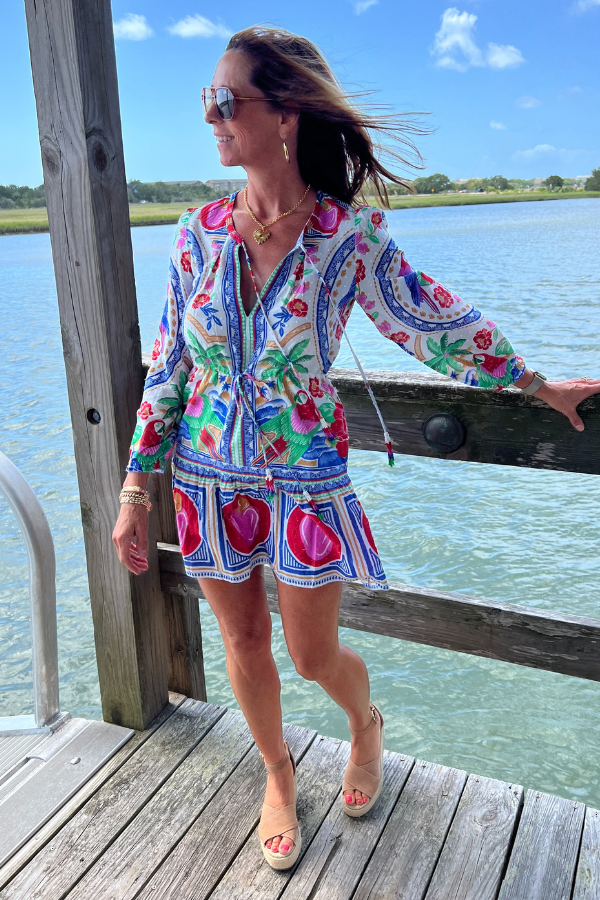 Flowers Beach Off White Mini Dress by Farm Rio Mimi Seabrook