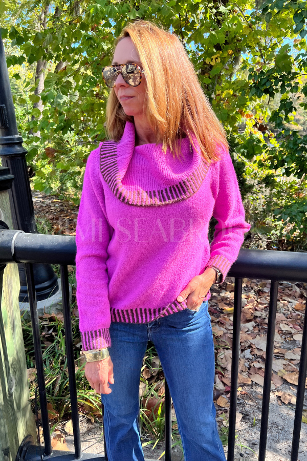 Kerley sweater, fuchsia brown