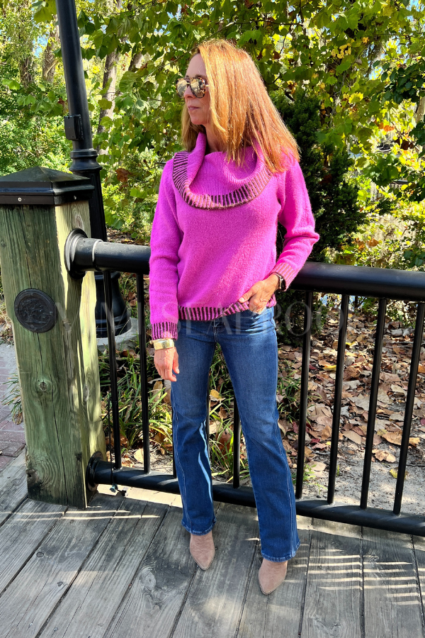 Kerley sweater, fuchsia brown
