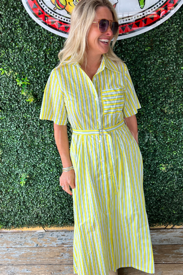 yellow stripe shirt dress Lelia dress S