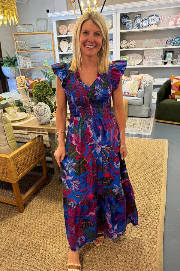 Mamie dress, blue/pink