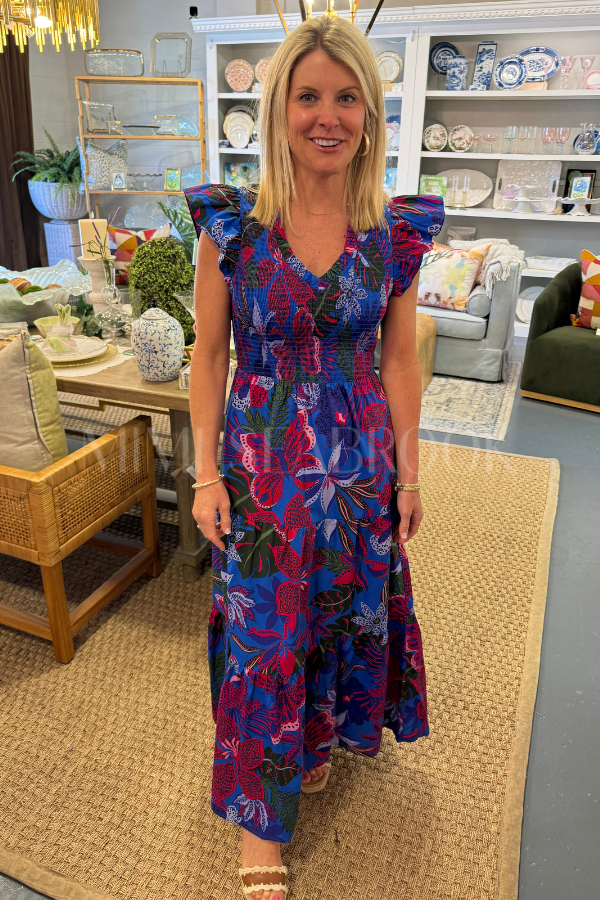 Mamie dress, blue/pink