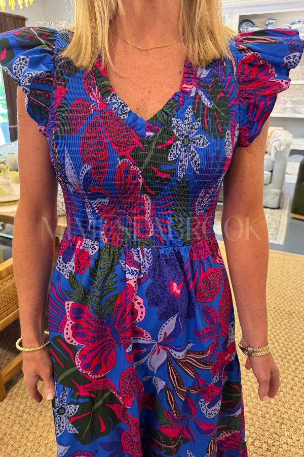 Mamie dress, blue/pink