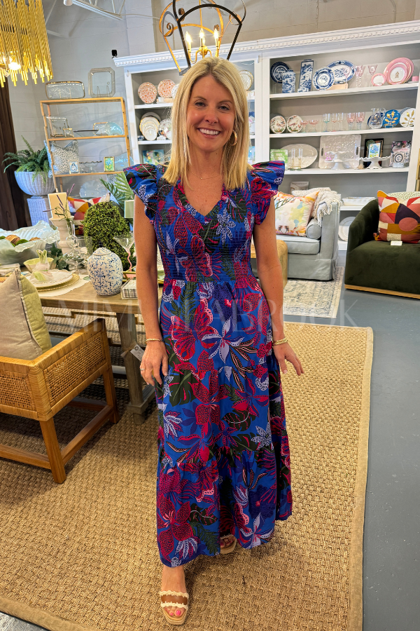 Mamie dress, blue/pink