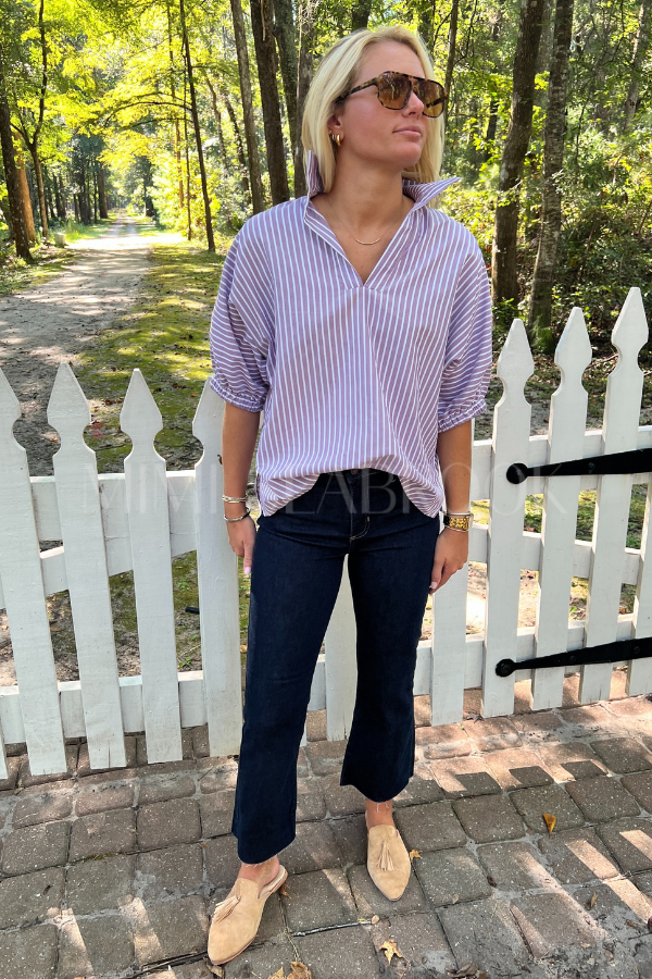 Margo top, purple stripe