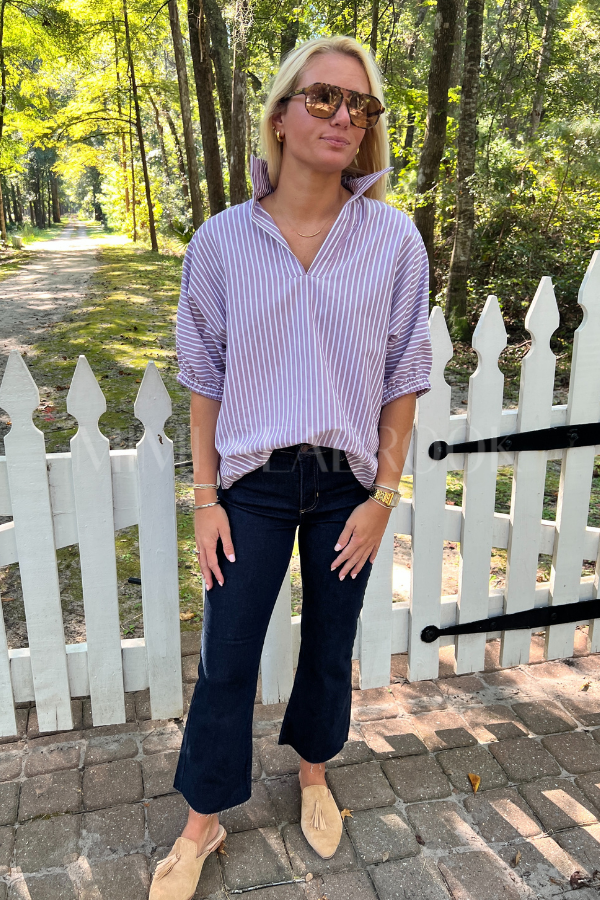 Margo top, purple stripe