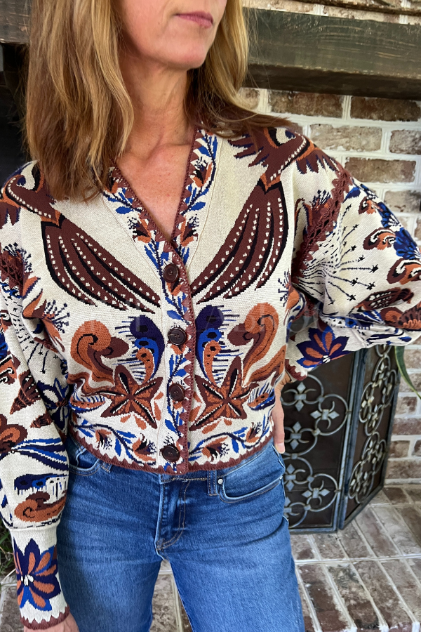 Nature Land Sand Knit Cardigan by Farm Rio