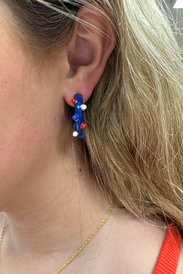 Royal blue hoop earrings hot sale
