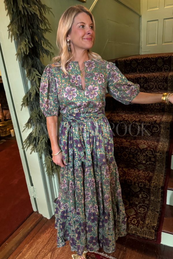 Puff Sleeve Maxi Dress, Matera Green by Oliphant Mimi Seabrook Puff Sleeve Maxi Dress, Matera Green by Oliphant Mimi Seabrook