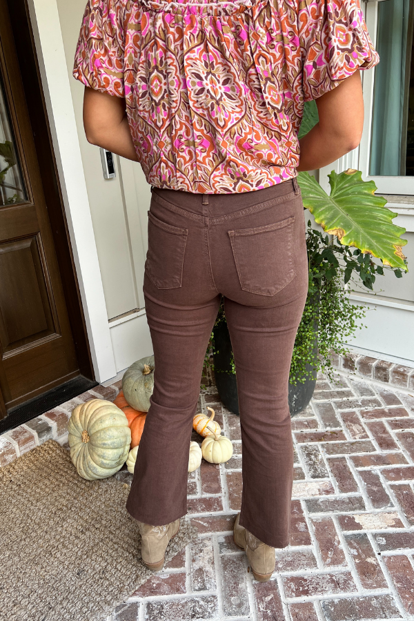 Sammy Cropped Kick Flare jeans, vintage brown