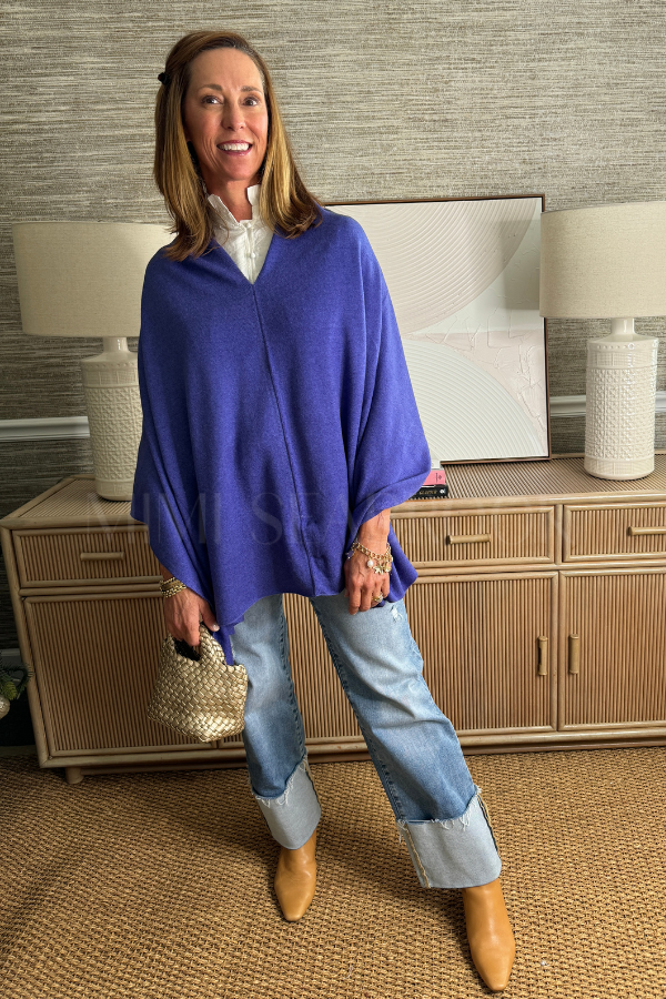 Shayla poncho sweater purple orchid Mimi Seabrook