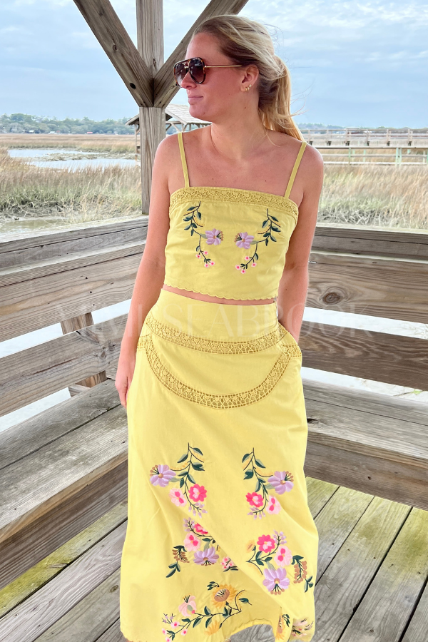 Sycamore set multi embroidery laced skirt and top set – Mimi Seabrook