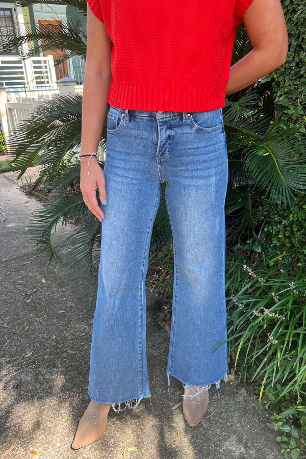 Willow wide leg jeans, medium denim