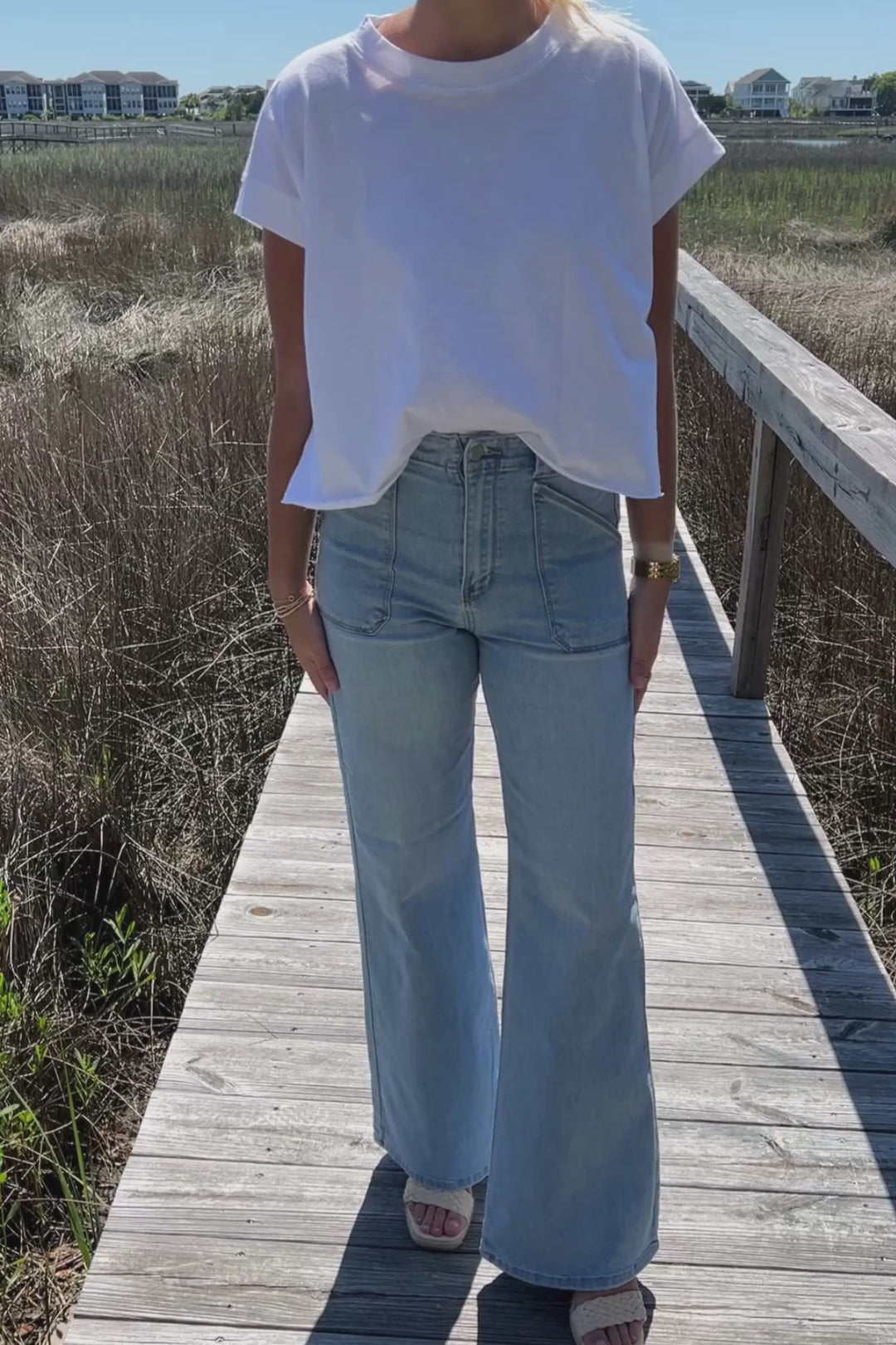 Everette wide leg flare jeans, light denim