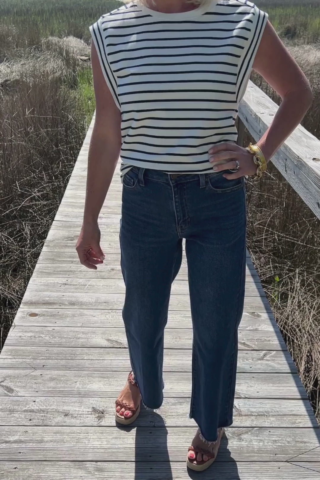 Carli slim wide leg jeans, dark denim