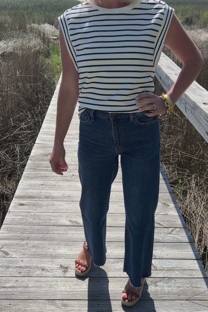 Carli slim wide leg jeans, dark denim