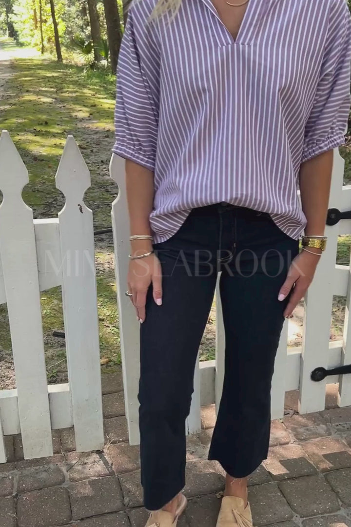 Margo top, purple stripe