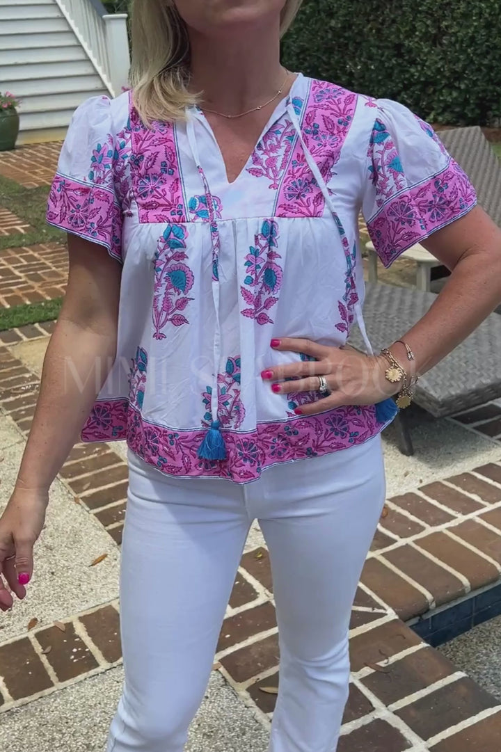 Catalina Blouse, Radiant Orchid by Victoria Dunn