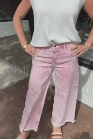 Baldwin wide leg jeans, acid pink