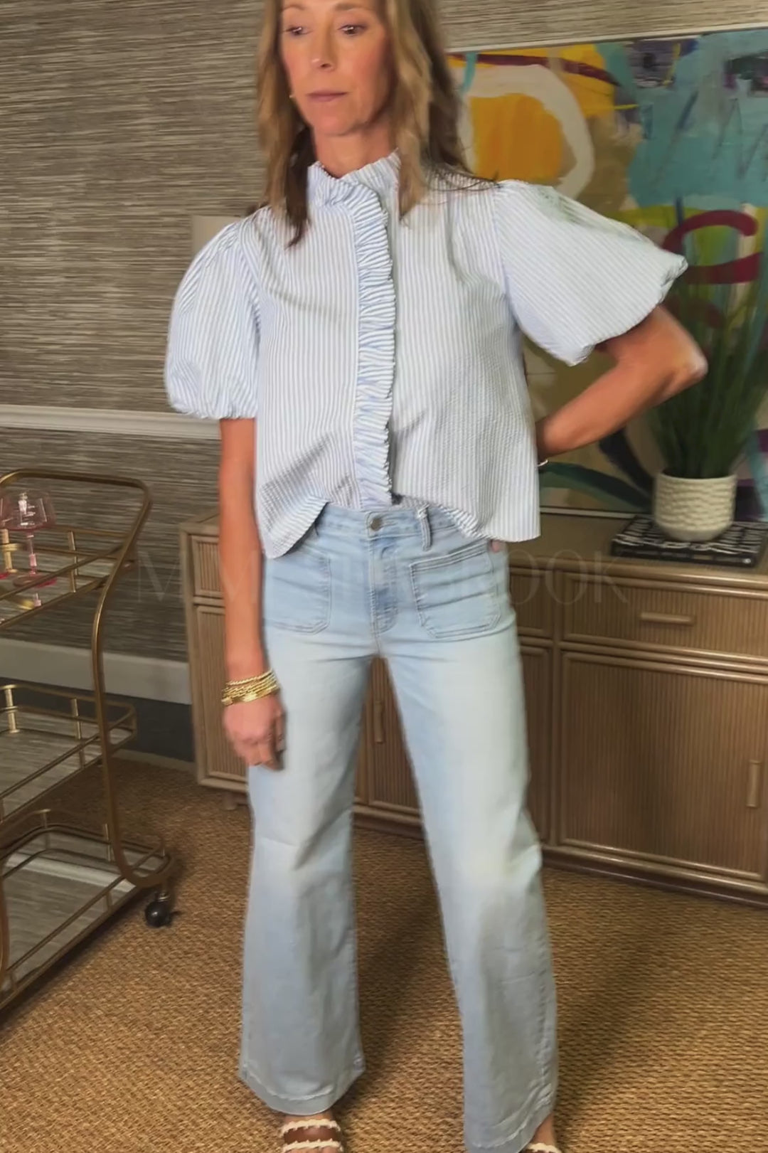 Reina High Rise Wide leg jeans, light denim
