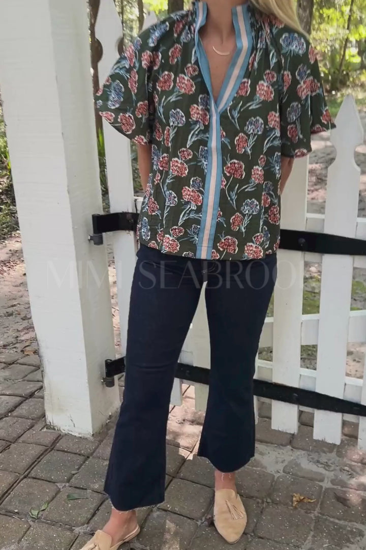 Elia top, green multi