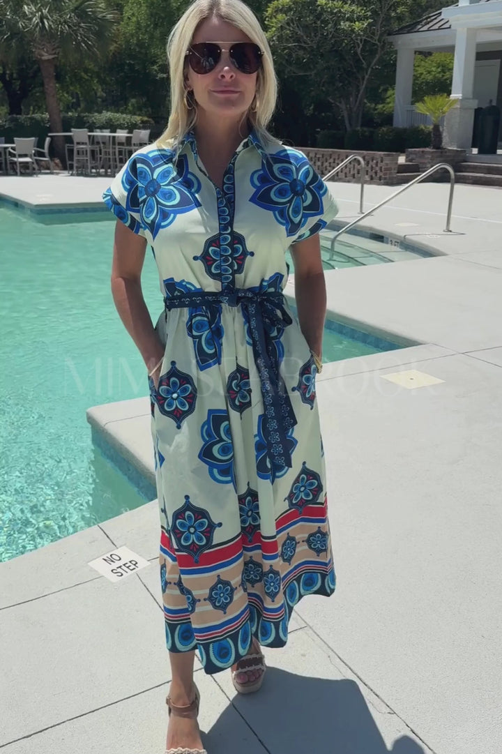 Farrah dress, geometric florals