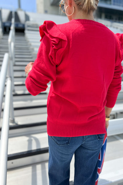 Tara sweater, tomato red