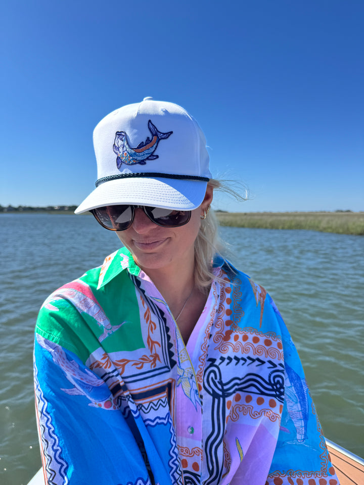 Bulls Bay Tarpon Hat x King + Pitt, White/Navy