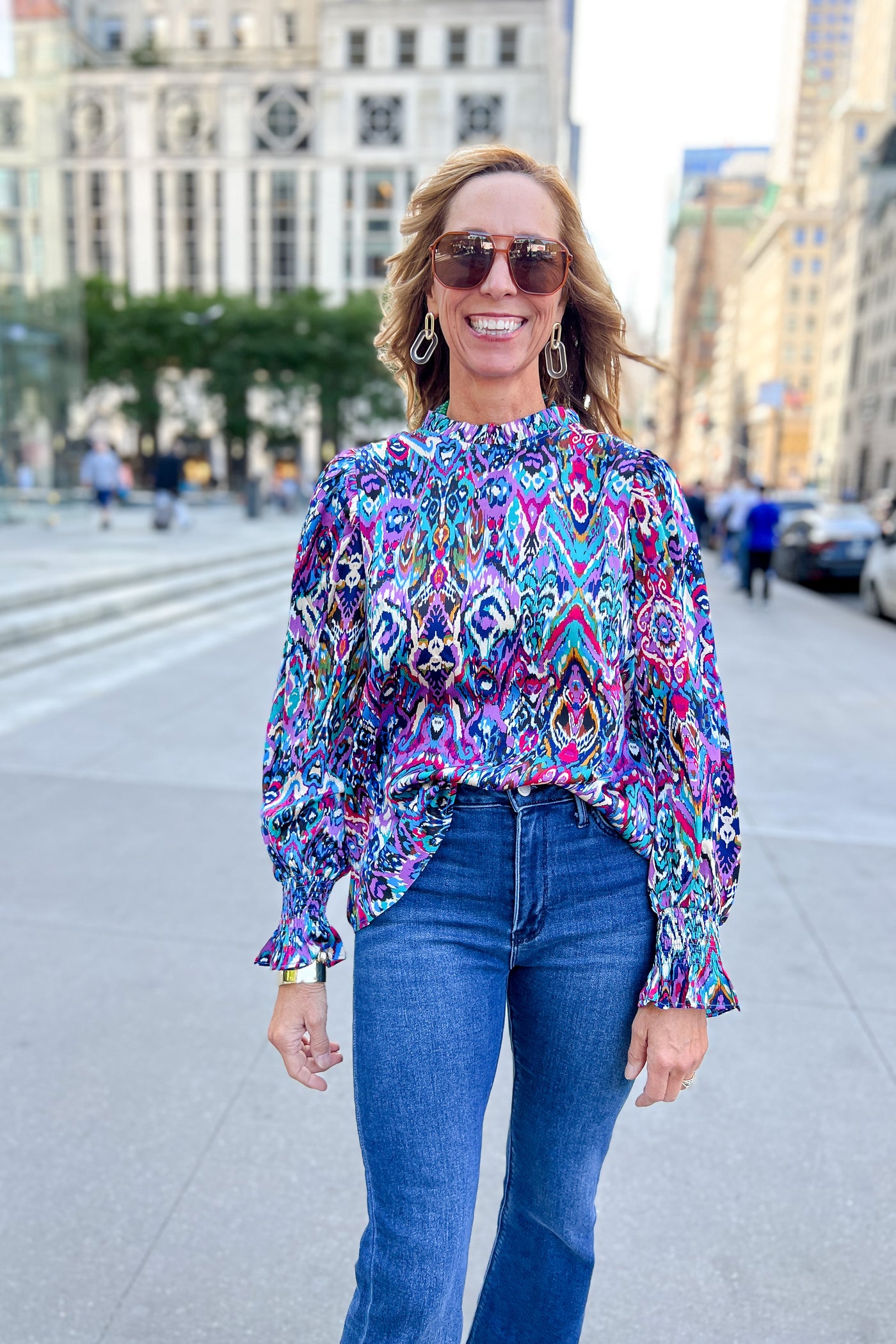 Lyra top, royal/magenta
