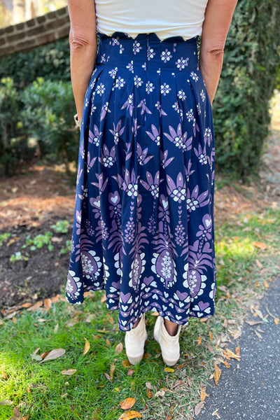Ainika Martina Dark Blue Midi Skirt by Farm Rio